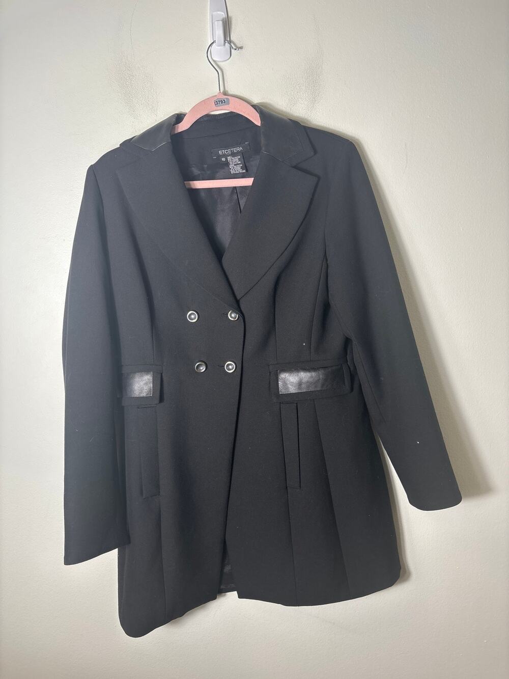 Etcetera Black with Leather Trim Blazer Sz 10